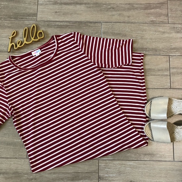 LuLaRoe Dresses & Skirts - LLR Red Julia Stripe Ribbed Dress Lularoe